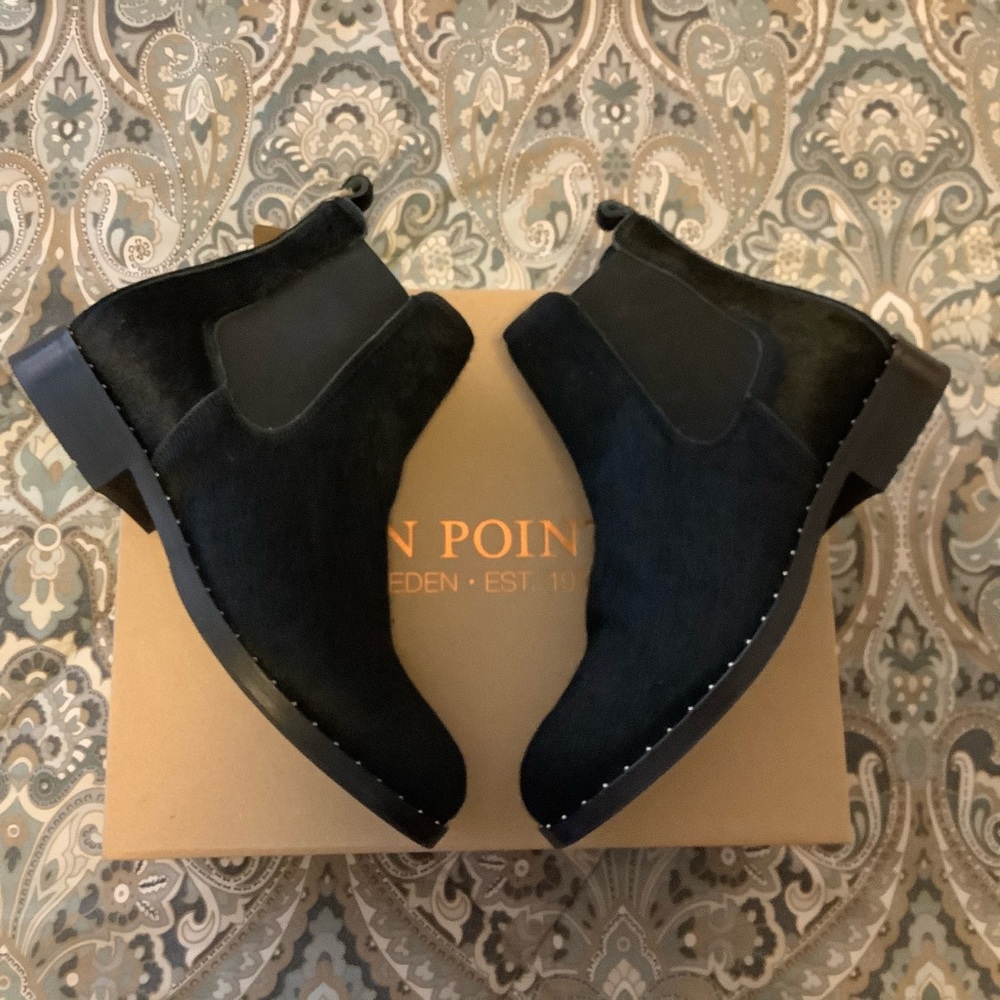 NWB Ten Points Diana Black Fur Booties Sz 36 US 6
